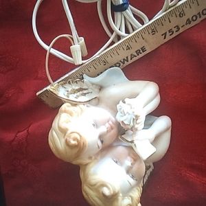 ⚜️ Angel Bisque Lamp Pair Light Vintage  Works Great RARE